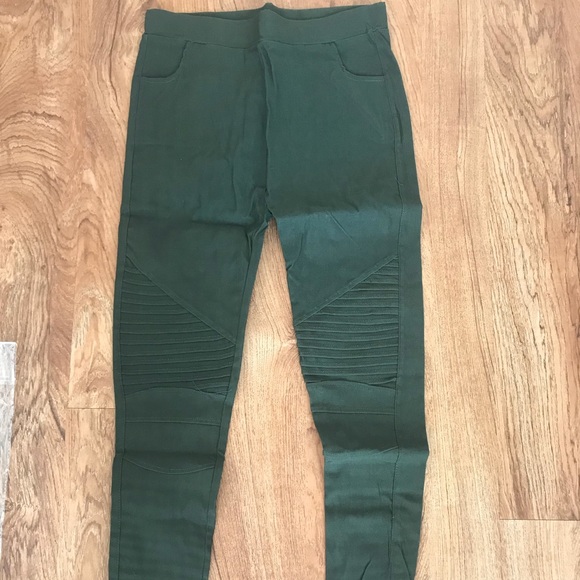 Women’s olive green moto leggings - Picture 2 of 4